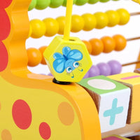 Brinquedo Educativo Multifuncional de Madeira 3 em 1 | Abaco Labirinto Amarado e Cubo Giratório