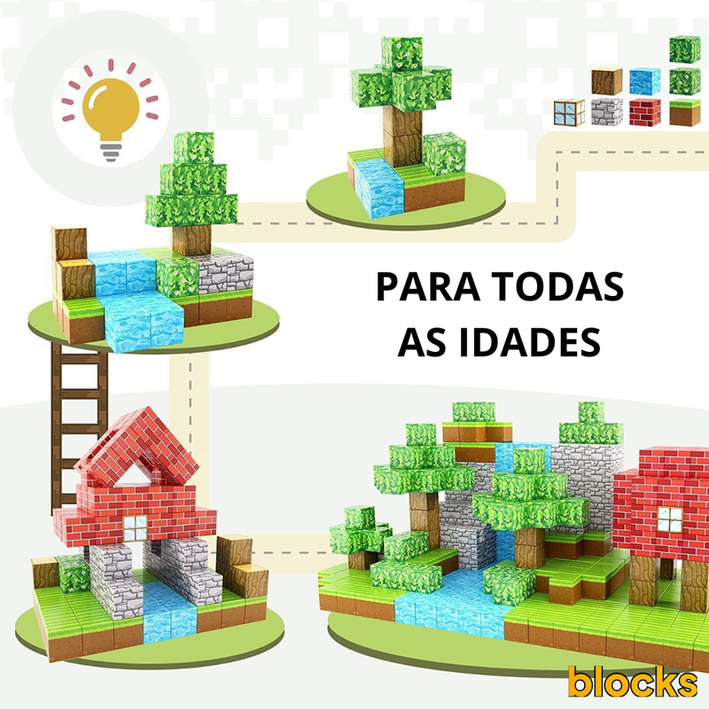 Blocos Magnéticos BLOCKS [+5 Bonecos de BRINDE]