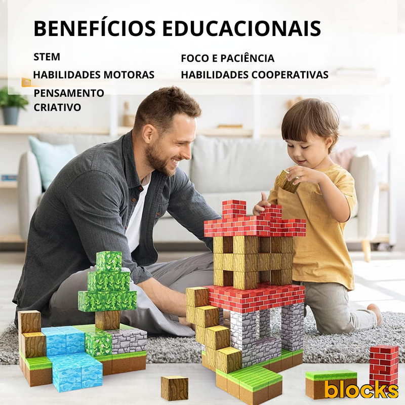 Blocos Magnéticos BLOCKS [+5 Bonecos de BRINDE]